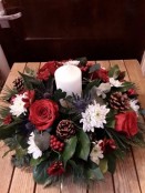 Red and white Christmas Candle Wreath